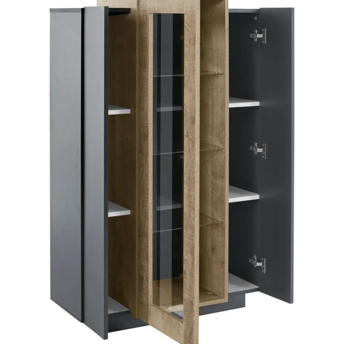 Vetrina con 3 Ante Mobile Moderno Antracite Oak Mobile da Ingresso Credenza