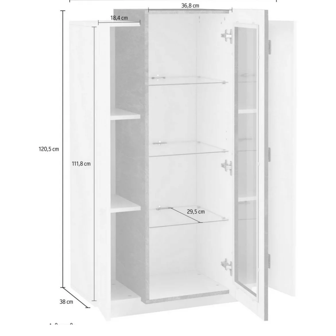 Vetrina con 3 Ante Mobile Moderno Antracite Oak Mobile da Ingresso Credenza