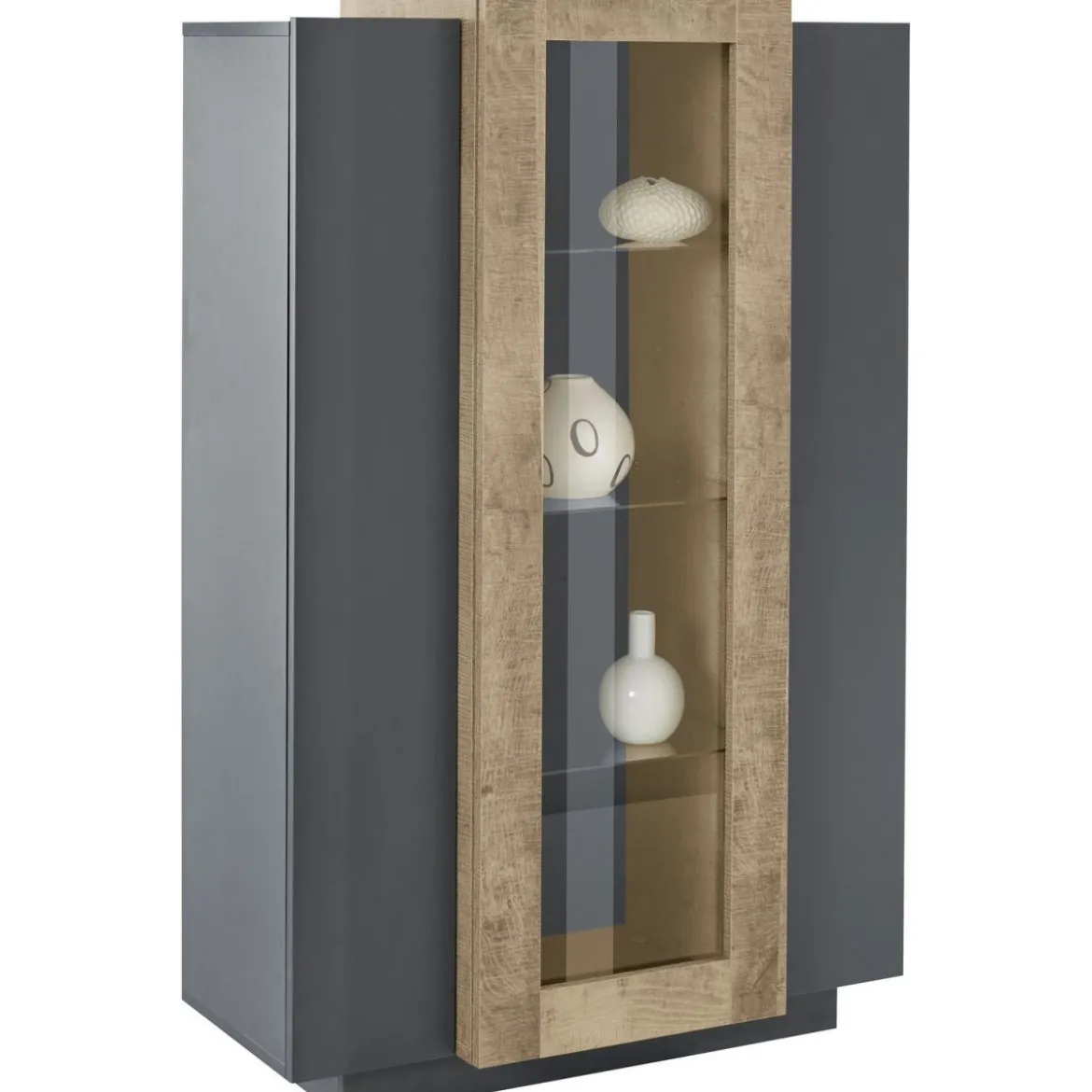 Vetrina con 3 Ante Mobile Moderno Antracite Oak Mobile da Ingresso Credenza