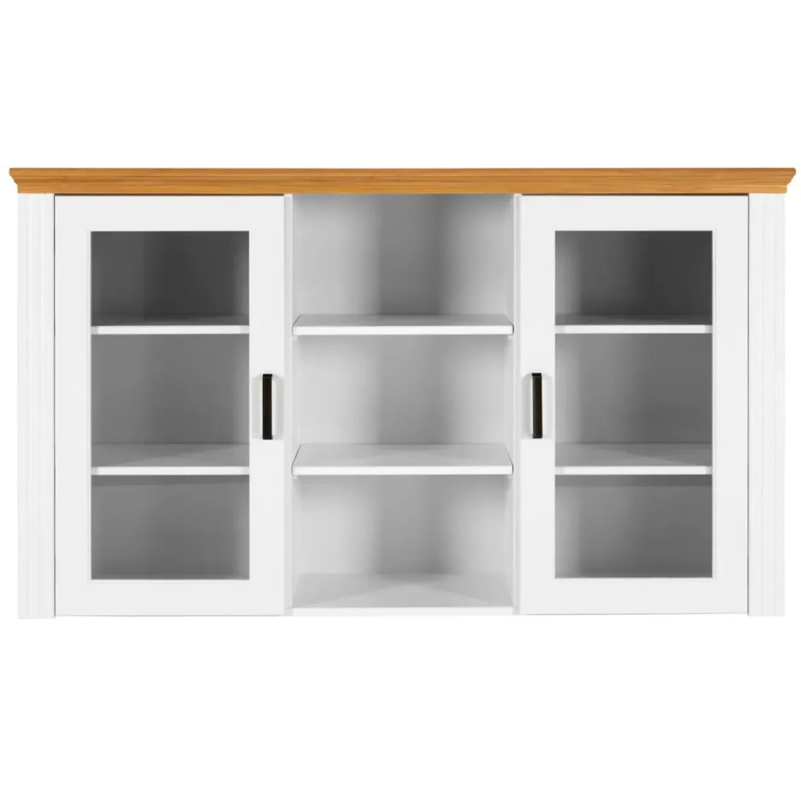 Vetrina Credenza da Salotto con 2 Ante in Legno Massello Bianco Rovere