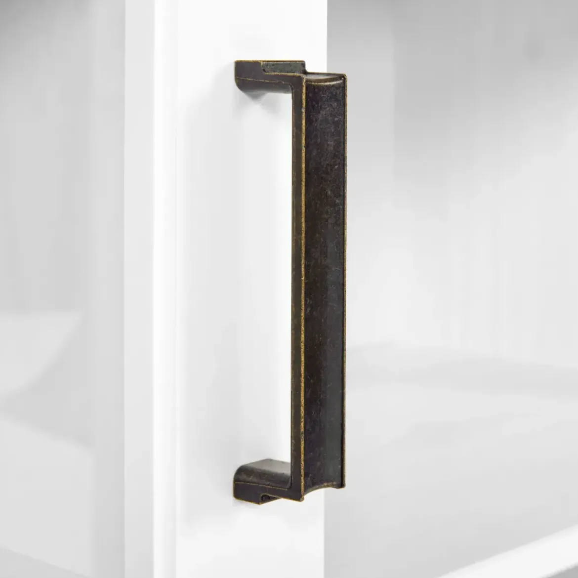 Vetrina Credenza da Salotto con 2 Ante in Legno Massello Bianco Rovere