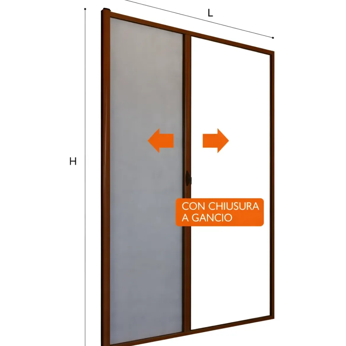 Zanzariera a Rullo Laterale per Porta Marrone 150x250 Riducibile