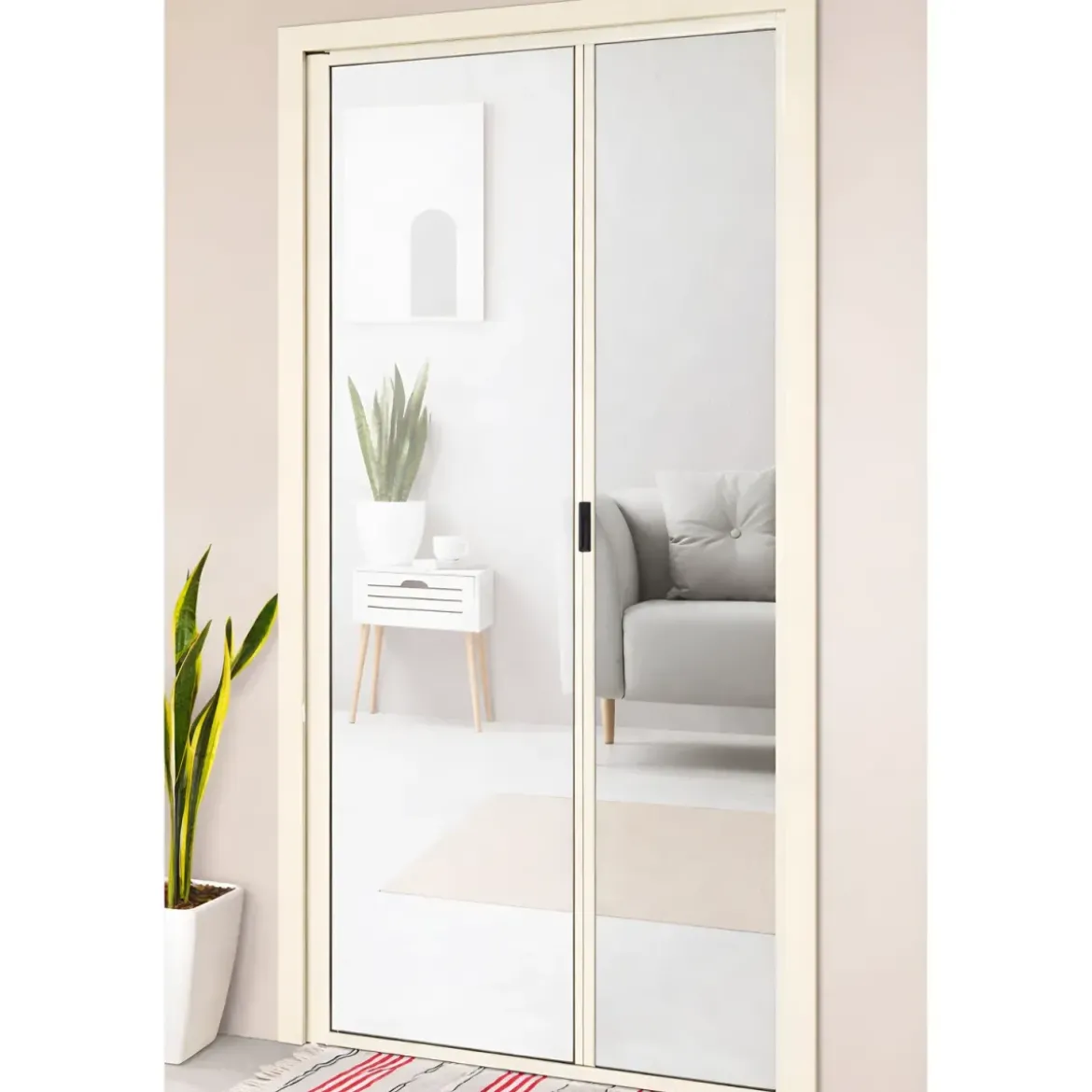 Zanzariera a Rullo Laterale per Porta Avorio 150x250 Riducibile