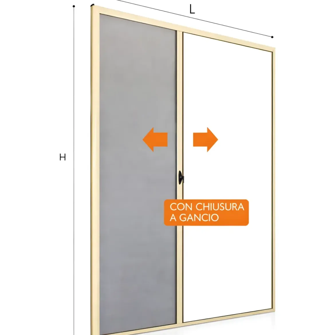 Zanzariera a Rullo Laterale per Porta Avorio 150x250 Riducibile