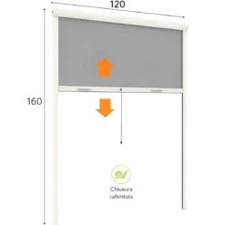 Zanzariera a Rullo Verticale 120x160 Riducibile in Alluminio Avorio