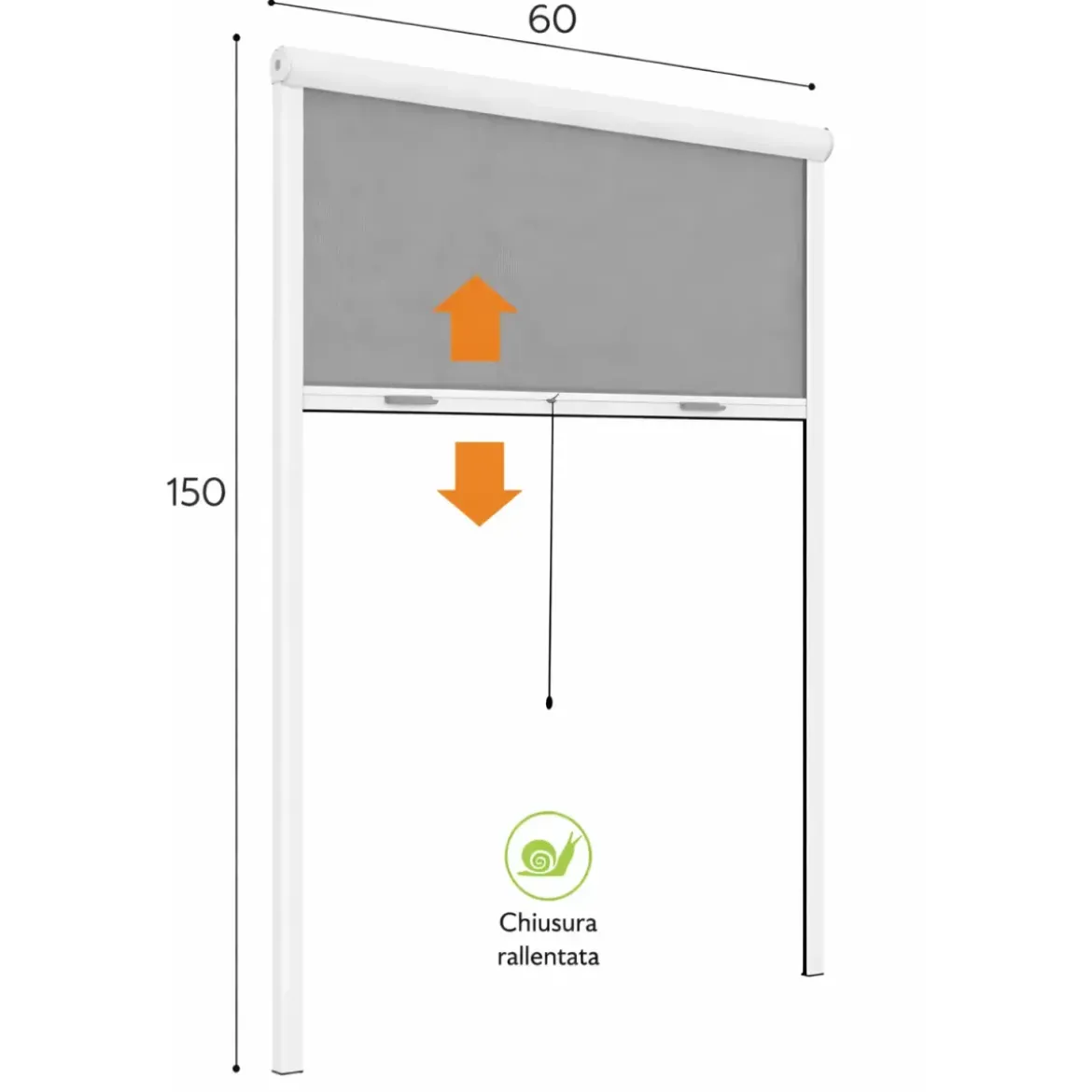 Zanzariera a Rullo Verticale 60x150 Riducibile in Alluminio Bianco