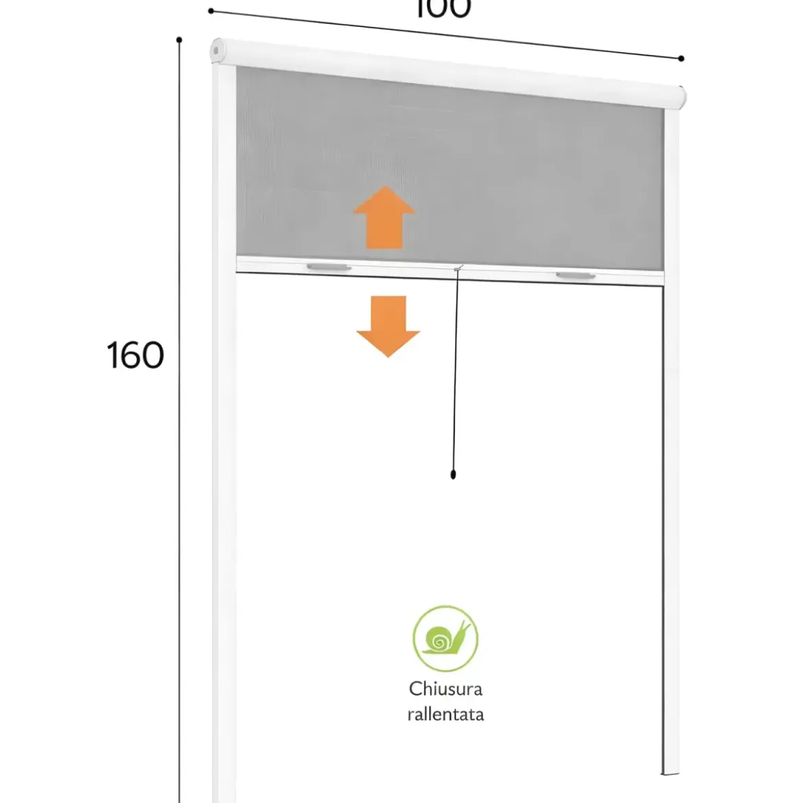 Zanzariera a Rullo Verticale 100x160 Riducibile in Alluminio Bianco