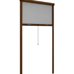 Zanzariera a Rullo Verticale 160x160 Riducibile in Alluminio Marrone