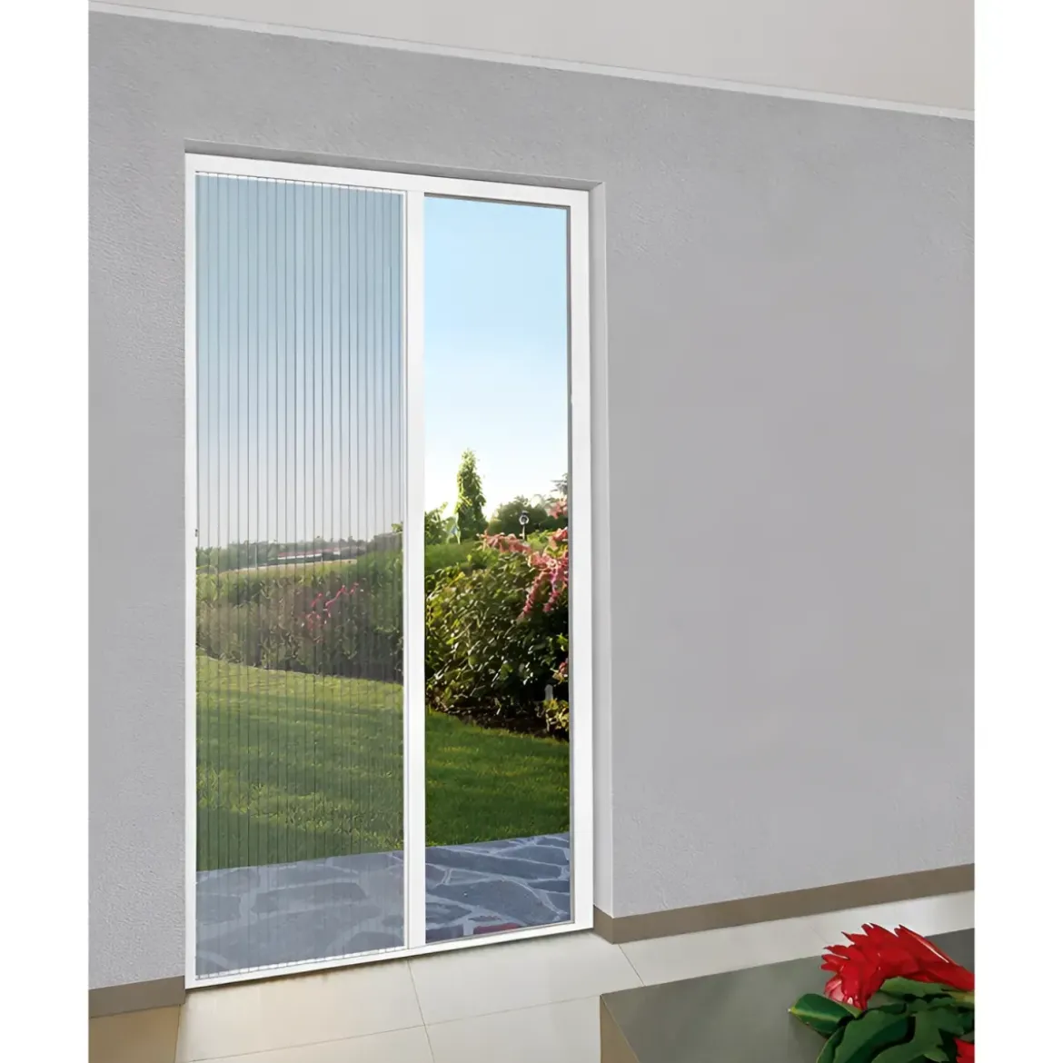 Zanzariera Plissettata Laterale Bianco Guida Bassa Porta 105x240