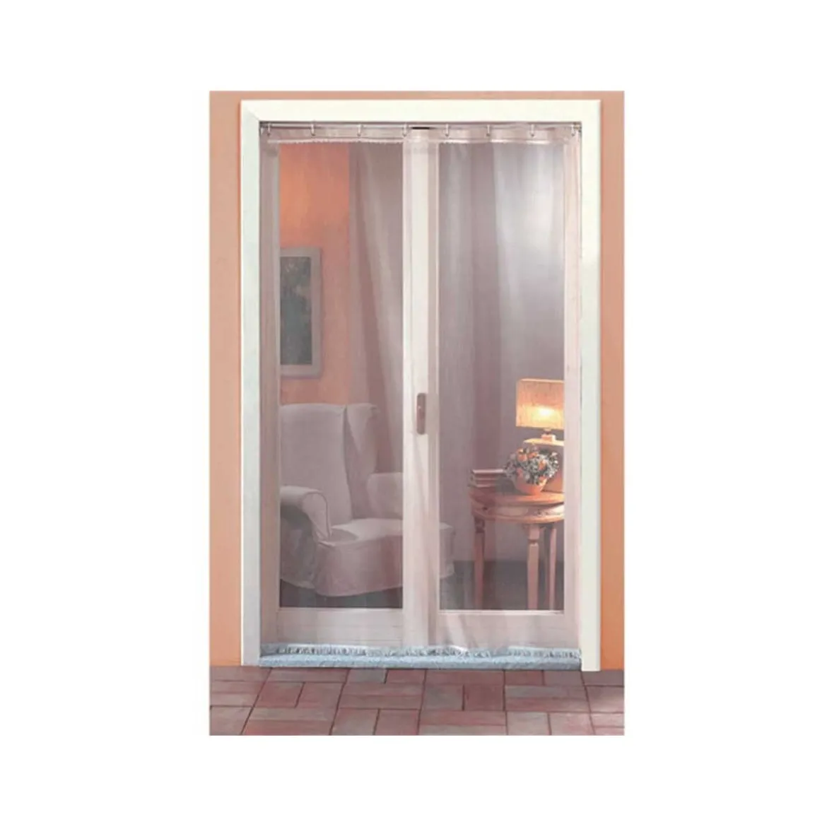 Zanzariera Tenda Panna per Porta Finestra con Ganci e Occhielli 150x250 cm