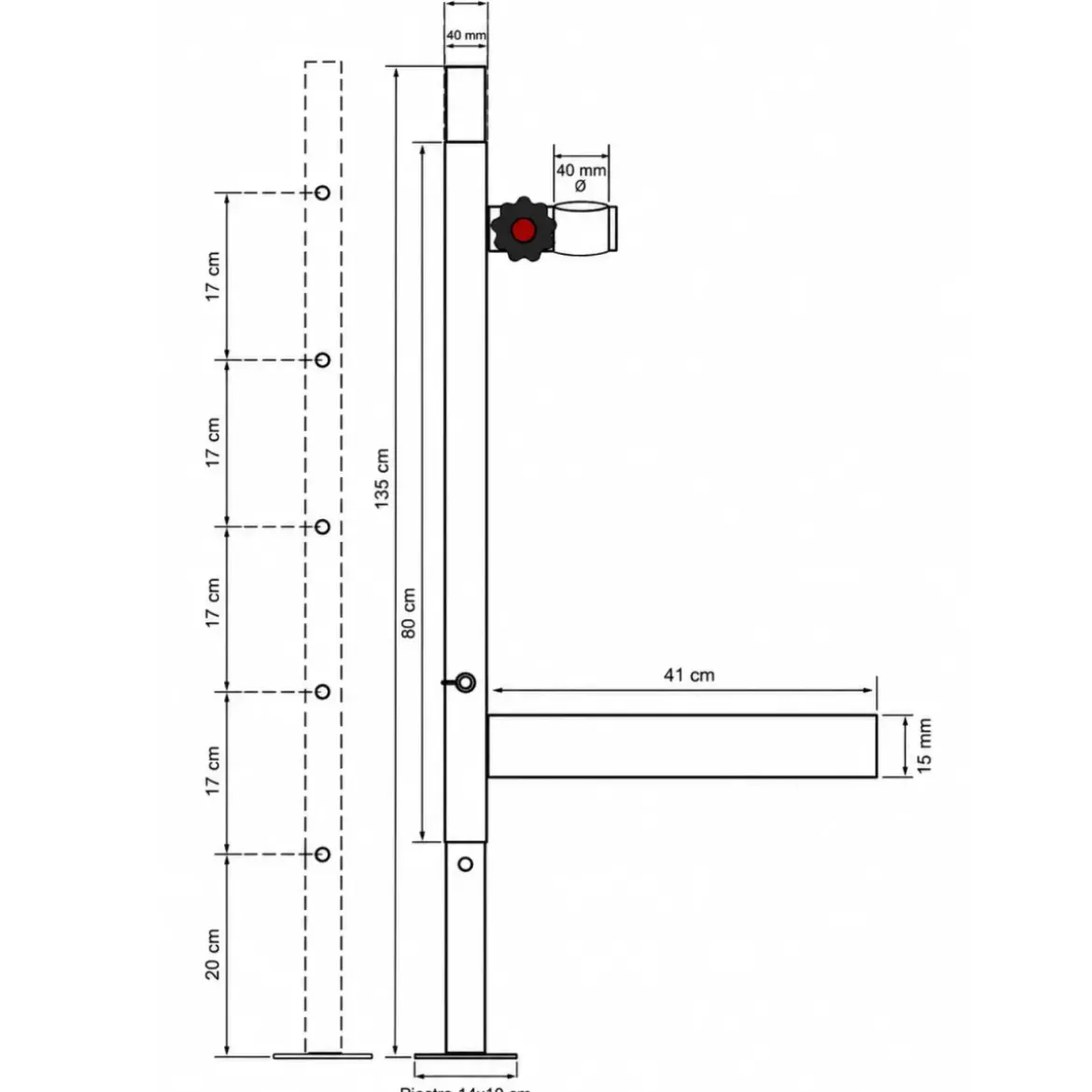 Zoppo Regolabile per Sbalzi 80 cm Trabattelli Ponteggi Professionali